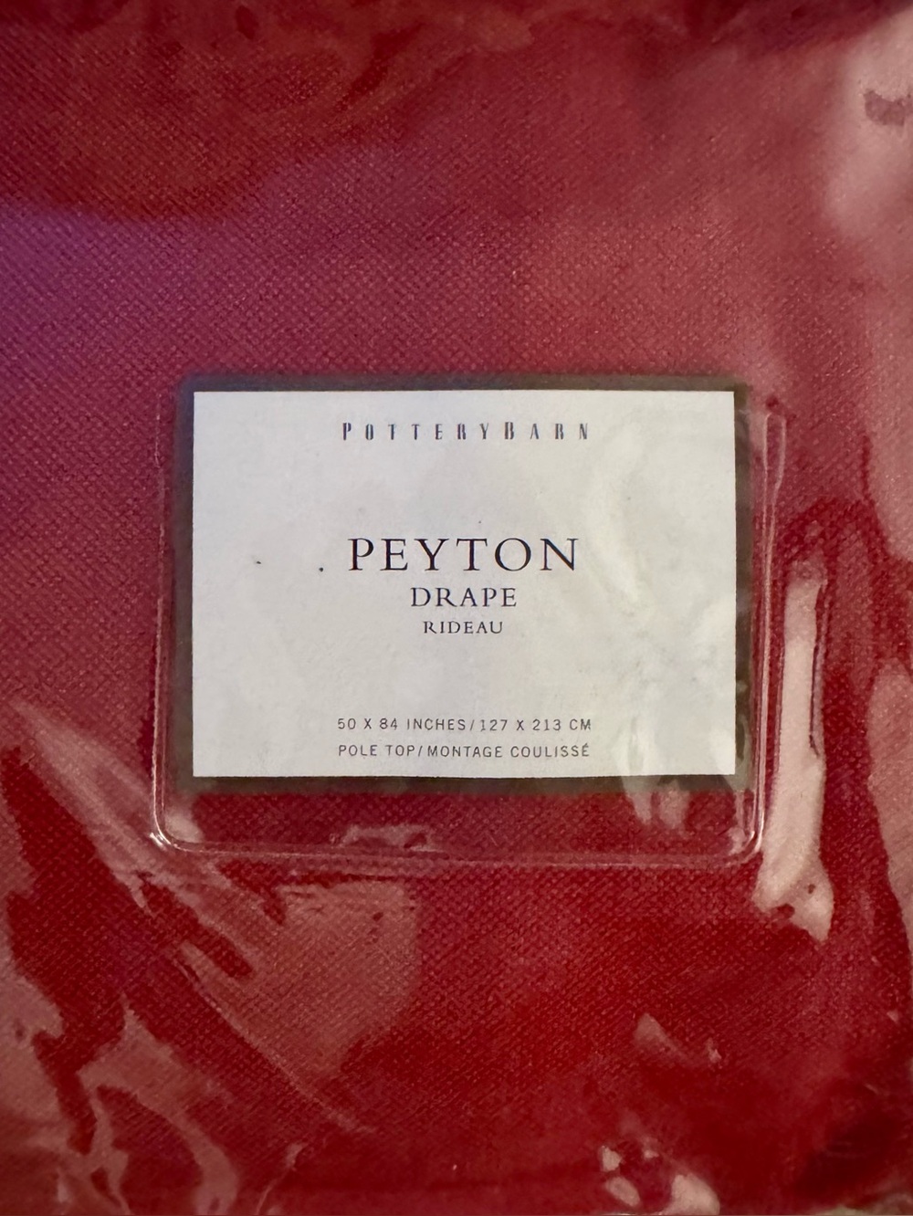 Pottery Barn Peyton Drape Rideau 50x84 Red Linen Cotton Blend NIP